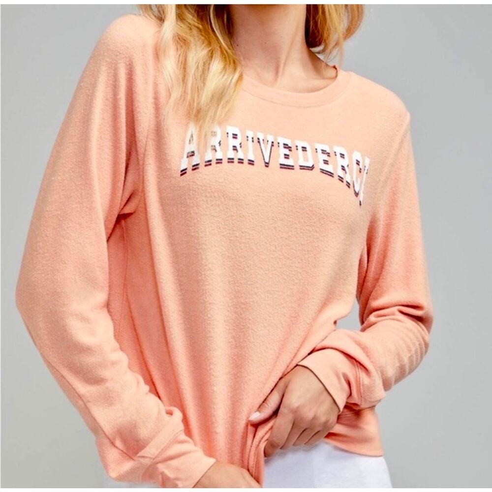 Wildfox Peach Pink 'Arrivederci' Cozy Sweatshirt